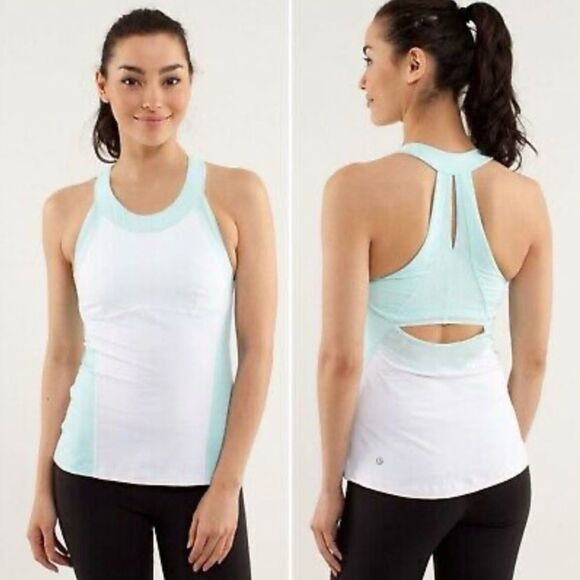 NWT Lululemon Run: Make It Count Mint and White Halter Top - Picture 1 of 5